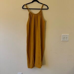 GENTLY WORN | KONA SOL | CASUAL MIDI GUAZE DRESS | MUSTARD | COVERUP | S/M